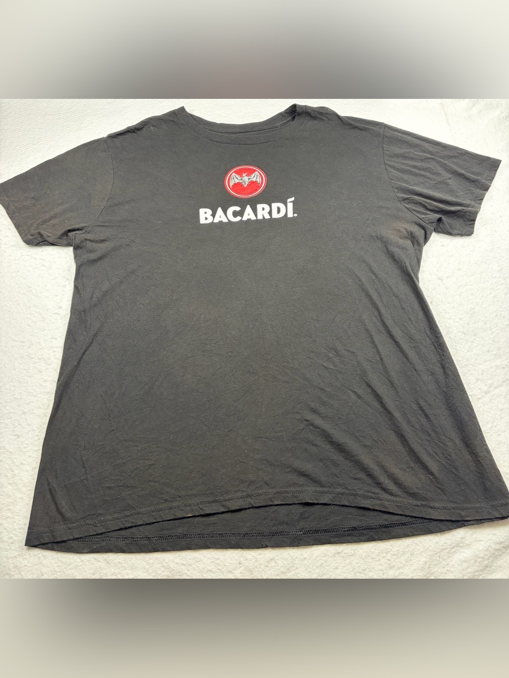 Bacardi‎ Rum Black Spell Out Bat Logo Graphic T-Shirt